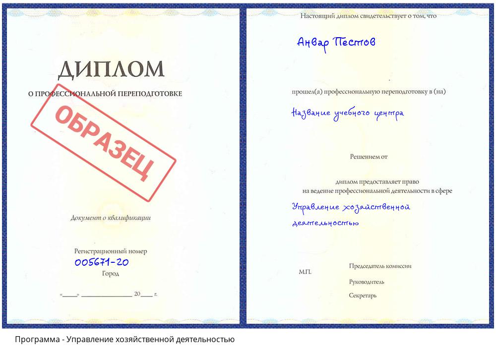 Управление хозяйственной деятельностью Туймазы