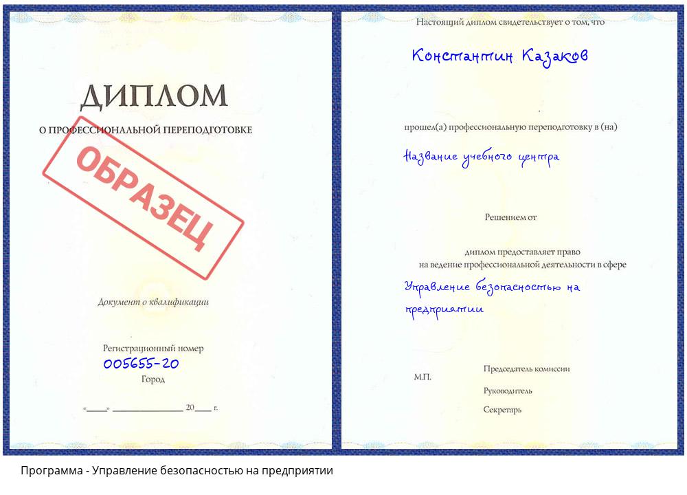 Управление безопасностью на предприятии Туймазы