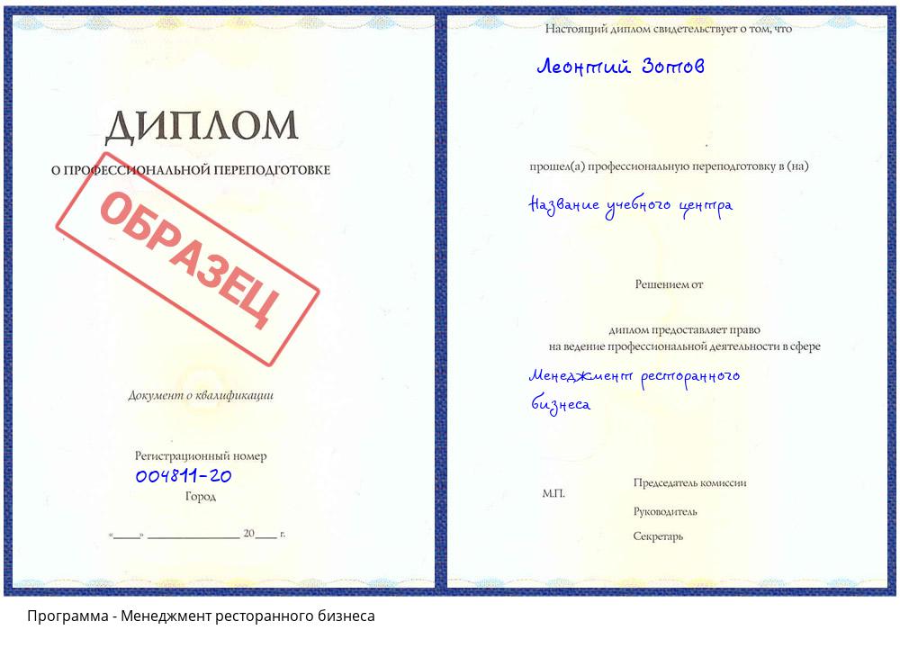 Менеджмент ресторанного бизнеса Туймазы