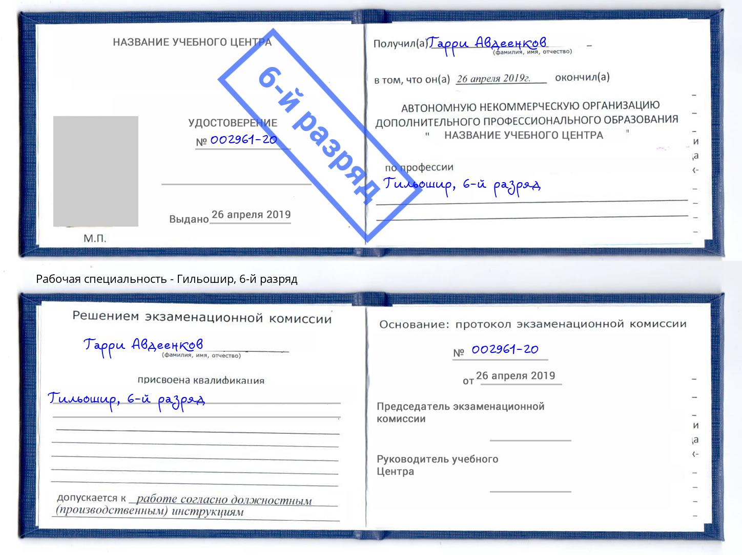 корочка 6-й разряд Гильошир Туймазы