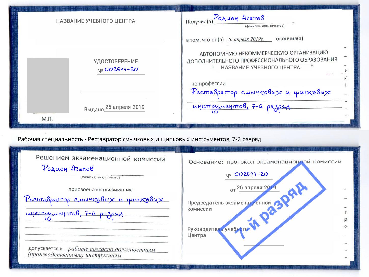 корочка 7-й разряд Реставратор смычковых и щипковых инструментов Туймазы