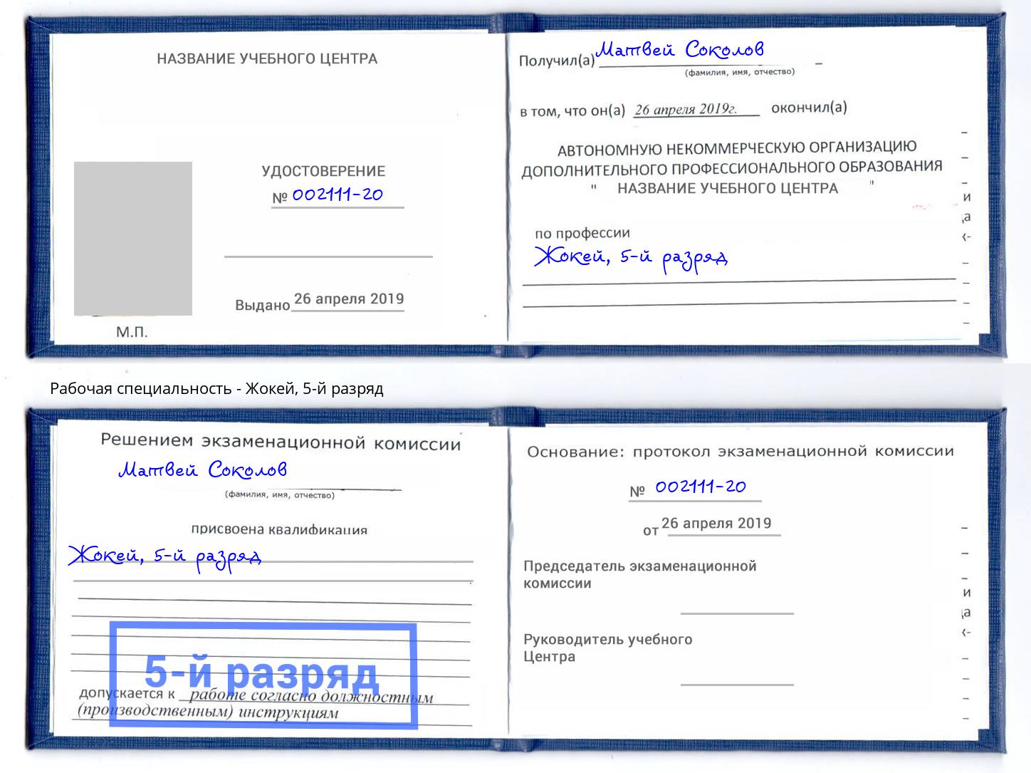корочка 5-й разряд Жокей Туймазы